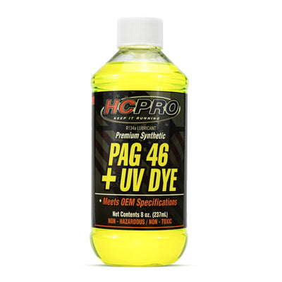 HCPRO PAG 46 R134a A/C Oil with UV Dye – 8 oz, ISO VG 46, Leak Detection