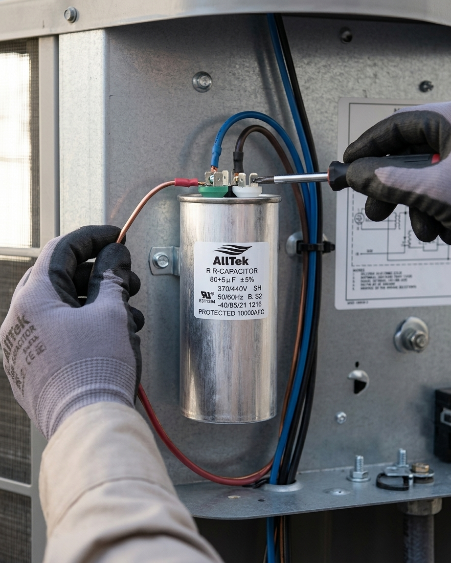 Alltek 80+5uf 370-440V HVAC Dual Round Run Capacitor