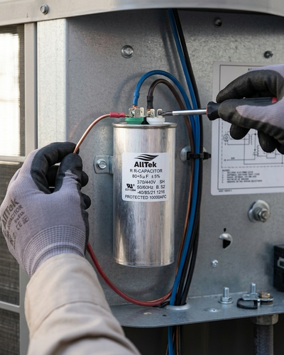 Alltek 80+5uf 370-440V HVAC Dual Round Run Capacitor