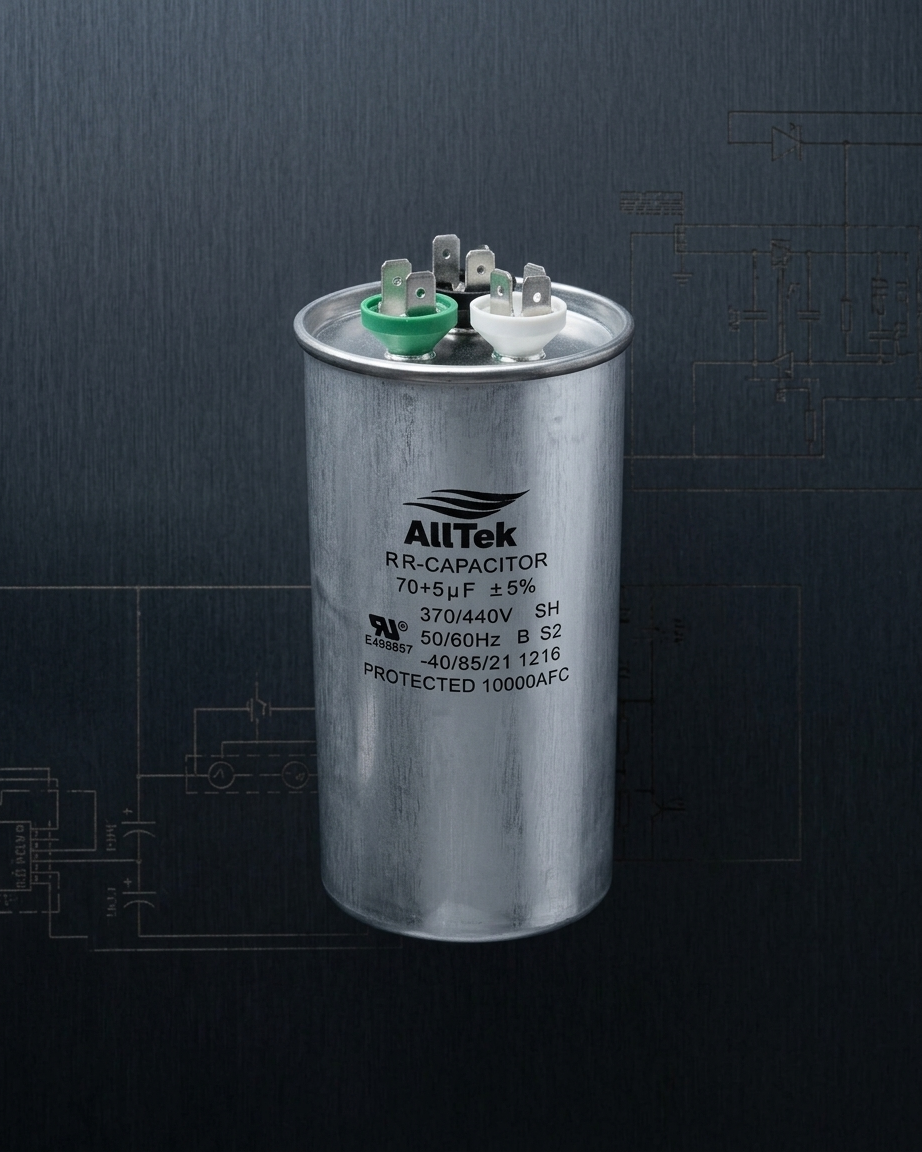 Alltek 70+5uf 370-440V HVAC Dual Round Run Capacitor