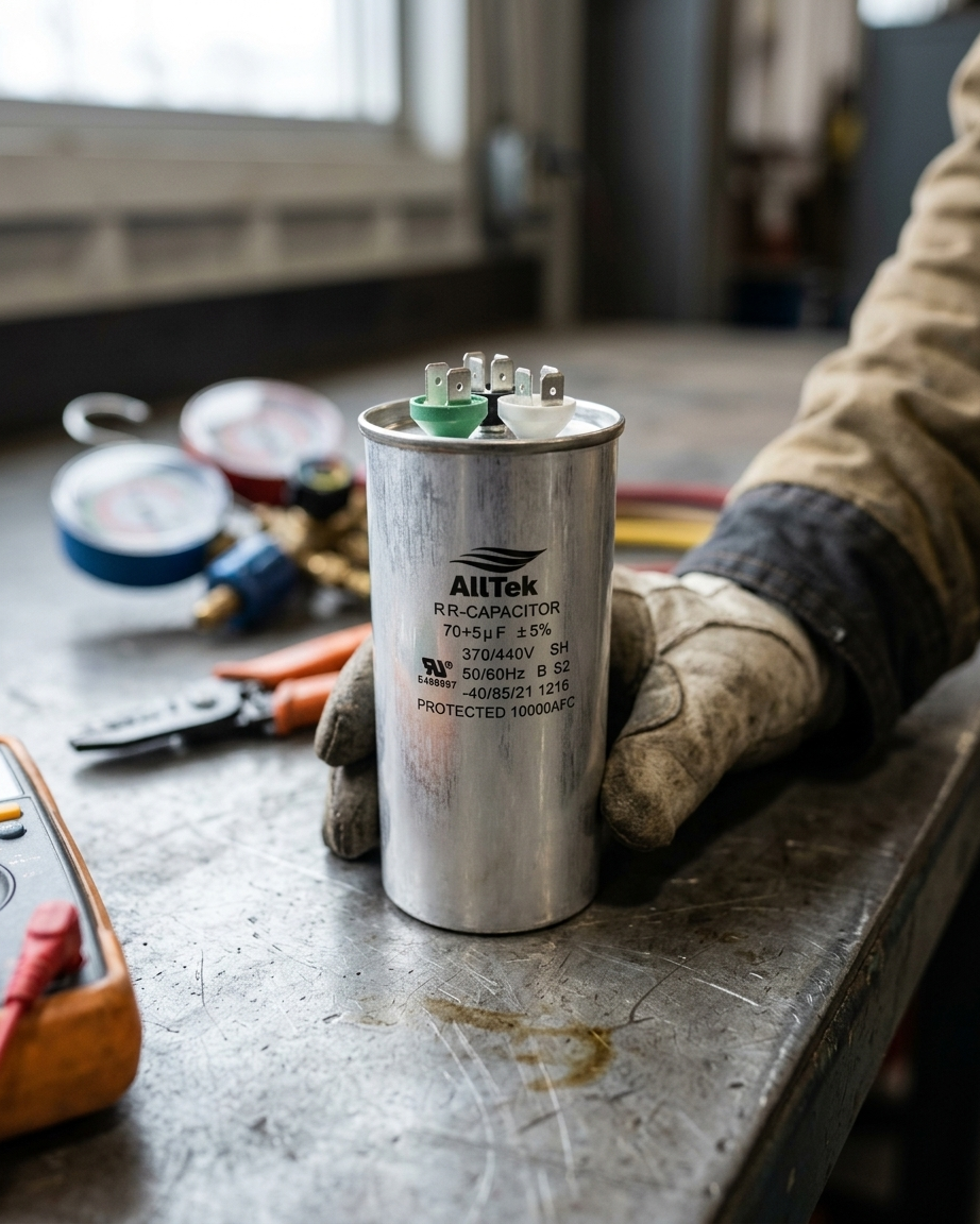 Alltek 70+5uf 370-440V HVAC Dual Round Run Capacitor