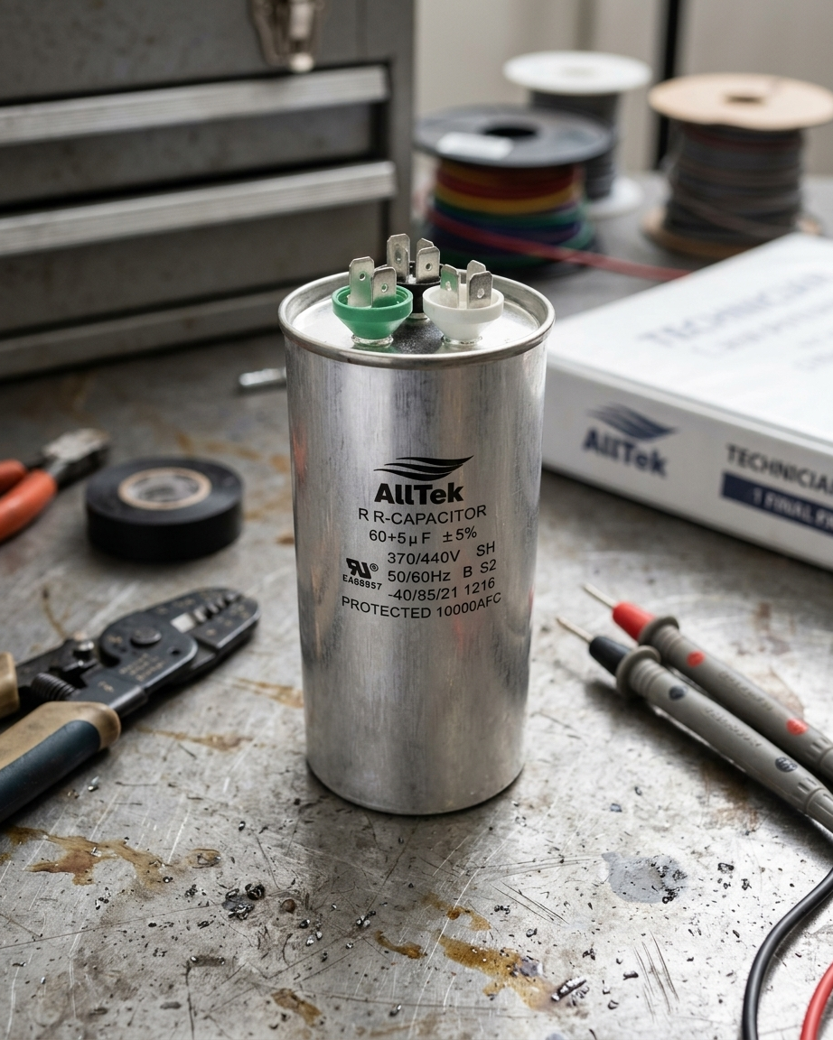 Alltek 60+5uf MFD 370-440V Dual Round Run Capacitor
