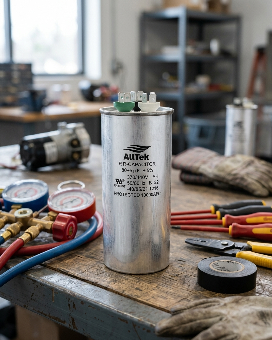 Alltek 80+5uf 370-440V HVAC Dual Round Run Capacitor