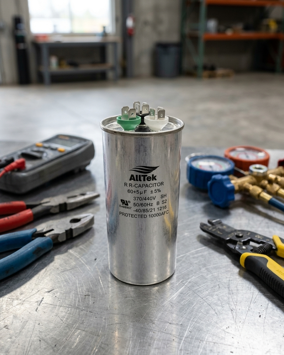 Alltek 60+5uf MFD 370-440V Dual Round Run Capacitor