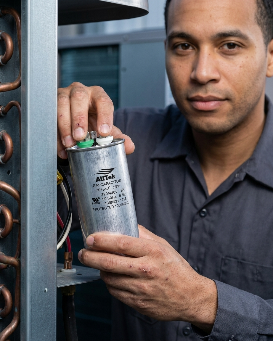 Alltek 70+5uf 370-440V HVAC Dual Round Run Capacitor
