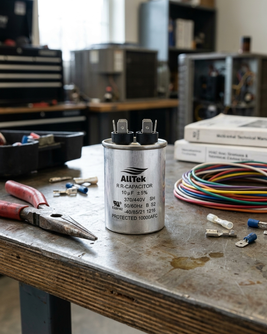Alltek 10 uf MFD 370/440V HVAC Round Run Capacitor