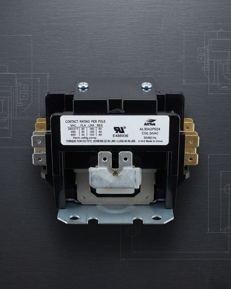 Alltek 30 Amp 2 Pole 24V Coil HVAC Definite Purpose Contactor